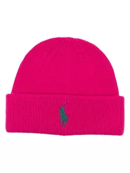 Polo Ralph Lauren шерстяная шапка бини с вышитым логотипом, розовый