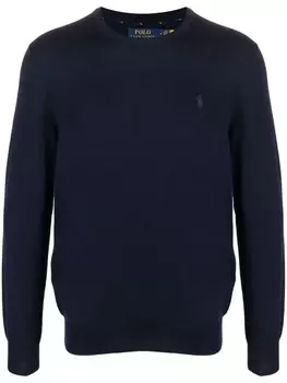 Polo Ralph Lauren шерстяной джемпер с вышитым логотипом, синий