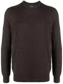 Polo Ralph Lauren шерстяной джемпер с вышивкой Polo Pony, коричневый