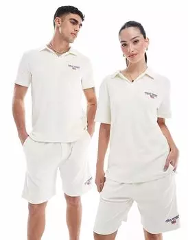 Polo Ralph Lauren Sport capsule small chest logo легкое поло из хлопчатобумажной махры кремового цвета CO-ORD