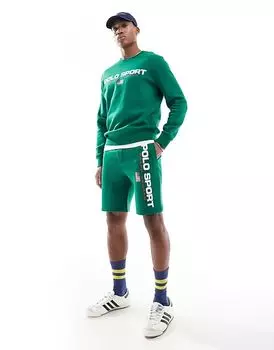 Polo Ralph Lauren – Sport Capsule – спортивные шорты зеленого цвета с большим логотипом-флажком, коорд.