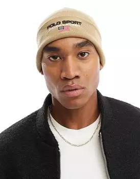 Polo Ralph Lauren – Sport Capsule – Вязаная шапка светло-коричневого цвета с логотипом
