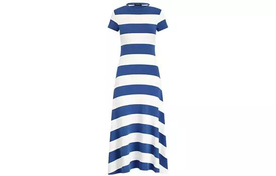Polo Ralph Lauren SS22 Женское платье с короткими рукавами синего цвета, для подготовки к школе