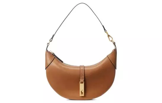 Polo Ralph Lauren Сумка через плечо Polo Id Small из телячьей кожи, бежевого цвета