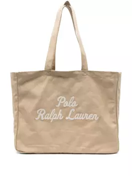 Polo Ralph Lauren сумка-тоут с вышитым логотипом, нейтральный