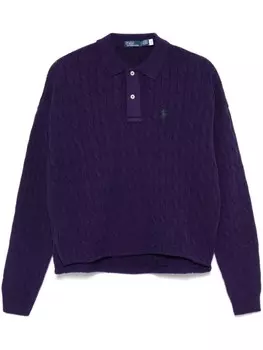 Polo Ralph Lauren свитер фактурной вязки с воротником поло, фиолетовый