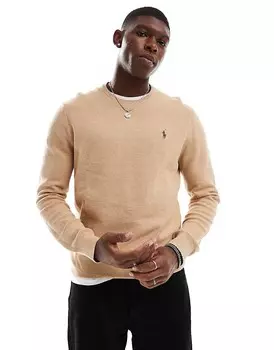 Polo Ralph Lauren – свитер из меланжевого хлопка с логотипом цвета Camel
