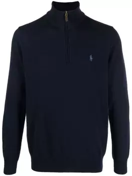 Polo Ralph Lauren свитер с воротником на молнии и вышитым логотипом, синий
