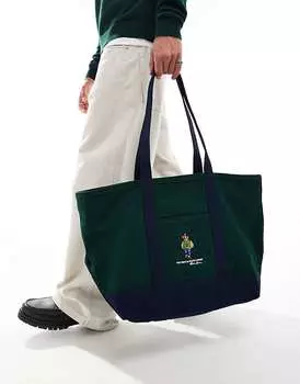 Polo Ralph Lauren – темно-сине-зеленая сумка-тоут с логотипом плюшевого мишки