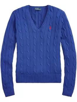 Polo Ralph Lauren толстовка крупной вязки с вышитым логотипом, синий