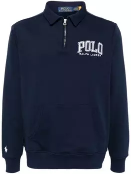 Polo Ralph Lauren толстовка на молнии с тисненым логотипом, синий