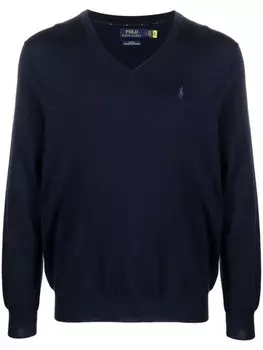 Polo Ralph Lauren толстовка с V-образным вырезом и вышитым логотипом, синий