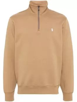 Polo Ralph Lauren толстовка с воротником на молнии и вышитым логотипом, нейтральный цвет