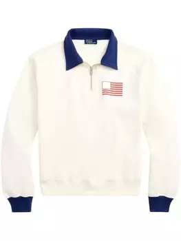 Polo Ralph Lauren толстовка с воротником на молнии и логотипом, белый