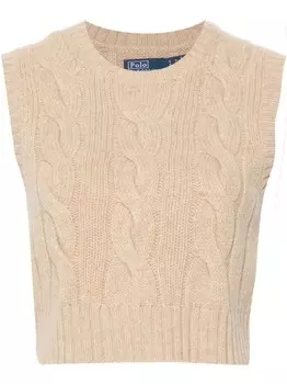 Polo Ralph Lauren топ с косами, нейтральный цвет