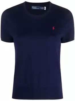 Polo Ralph Lauren трикотажная футболка с вышитым логотипом, синий