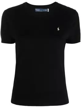 Polo Ralph Lauren трикотажная футболка с вышитым логотипом, черный