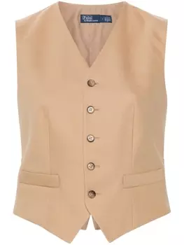 Polo Ralph Lauren твиловый жилет строгого кроя, нейтральный цвет
