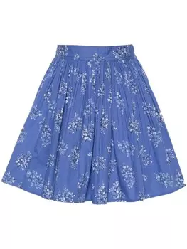 Polo Ralph Lauren юбка мини с цветочным принтом и складками, синий