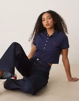 Polo Ralph Lauren укороченный поло с логотипом в темно-синем цвете