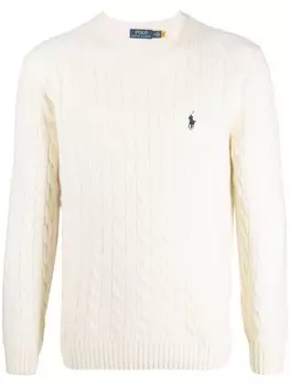 Polo Ralph Lauren вязаный джемпер с вышитым логотипом, нейтральный цвет