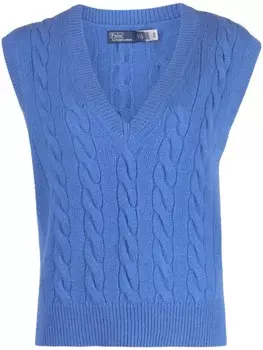 Polo Ralph Lauren жилет фактурной вязки с V-образным вырезом, синий