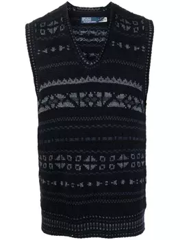 Polo Ralph Lauren жилет с узором Fair Isle, синий