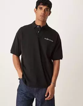 Polo Ralph Lauren значок шрифт логотип свободный крой джерси поло черного цвета