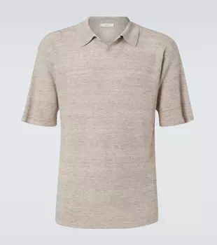 Поло Reggie из смесового льна The Row, Light Pebble