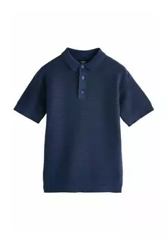 Поло REGULAR FIT - TEXTURED SHORT SLEEVE Next, синий