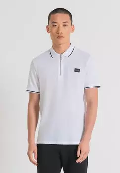 Поло REGULAR FIT WITH RUBBER BADGE WITH METAL LOGO Antony Morato, белый