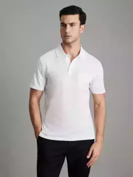 Поло Reiss Austin Short Sleeve Cotton, белый