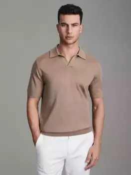 Поло Reiss Duchie Short Sleeve Wool, кэмел