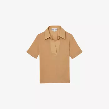 Поло Reiss x les 100 ciels Wren V-образный из смесового лиоцелла, бежевый
