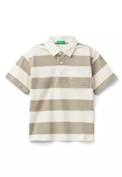 Поло RUGBY TINTO FILO CON APPLICAZIONE NUMERO IN SCHIENA E RICAMO LOGO IN TONO SULLA TASCA DAVANTI United Colors of Benetton, бежевый