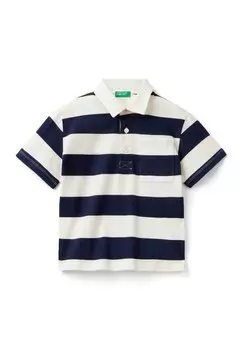Поло RUGBY TINTO FILO CON APPLICAZIONE NUMERO IN TWILL SULLA SCHIENA E RICAMO LOGO IN TONO SULLA TASCA DAVANTI. United Colors of Benetton, синий