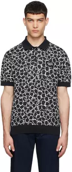 Поло с абстрактным принтом «Маргаритка» в темно-синем и белом цветах Maison Kitsune