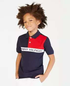Поло с цветными блоками и графическим логотипом Little Boys Tommy Hilfiger