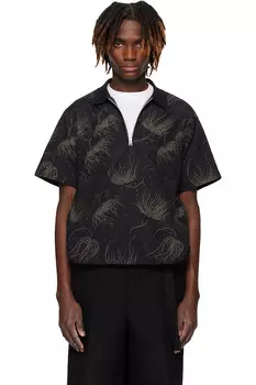 Поло с цветочным принтом в горошек Sacai, черный