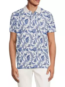 Поло с цветочным принтом в стиле ретро Bertigo, цвет White Multicolor