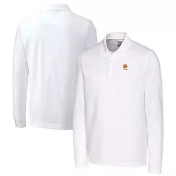 Поло с длинным рукавом Cutter & Buck Clemson Tigers, белый