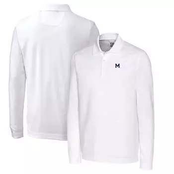 Поло с длинным рукавом Cutter & Buck Michigan Wolverines, белый