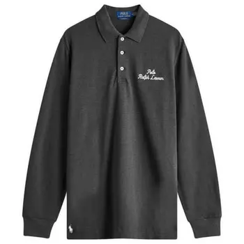 Поло с длинным рукавом и логотипом Polo Ralph Lauren, черный