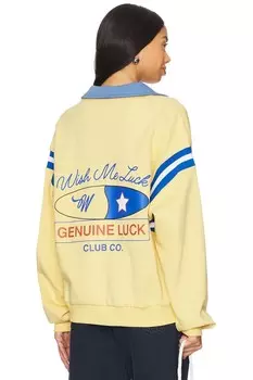 Поло с длинным рукавом и застежкой-молнией на четверть длины Wish Me Luck, желтый