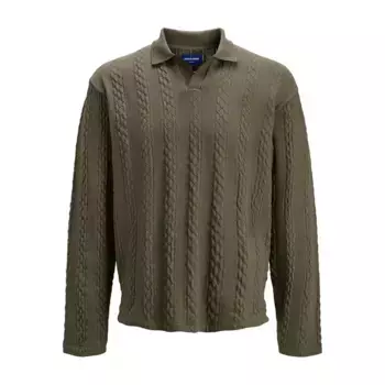 Поло с длинным рукавом Jack & Jones Winter Cable, зеленый