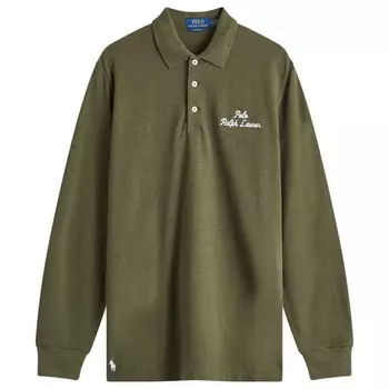 Поло с длинным рукавом Script с логотипом Polo Ralph Lauren, цвет alpine heather