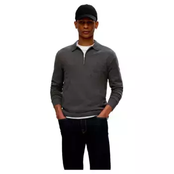 Поло с длинным рукавом Selected Berg, серый