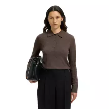 Поло с длинным рукавом Selected Thea, коричневый