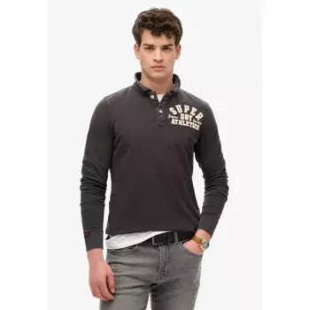 Поло с длинным рукавом Superdry Vintage Athletic, черный