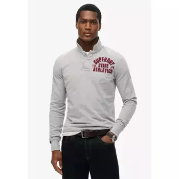 Поло с длинным рукавом Superdry Vintage Athletic, серый